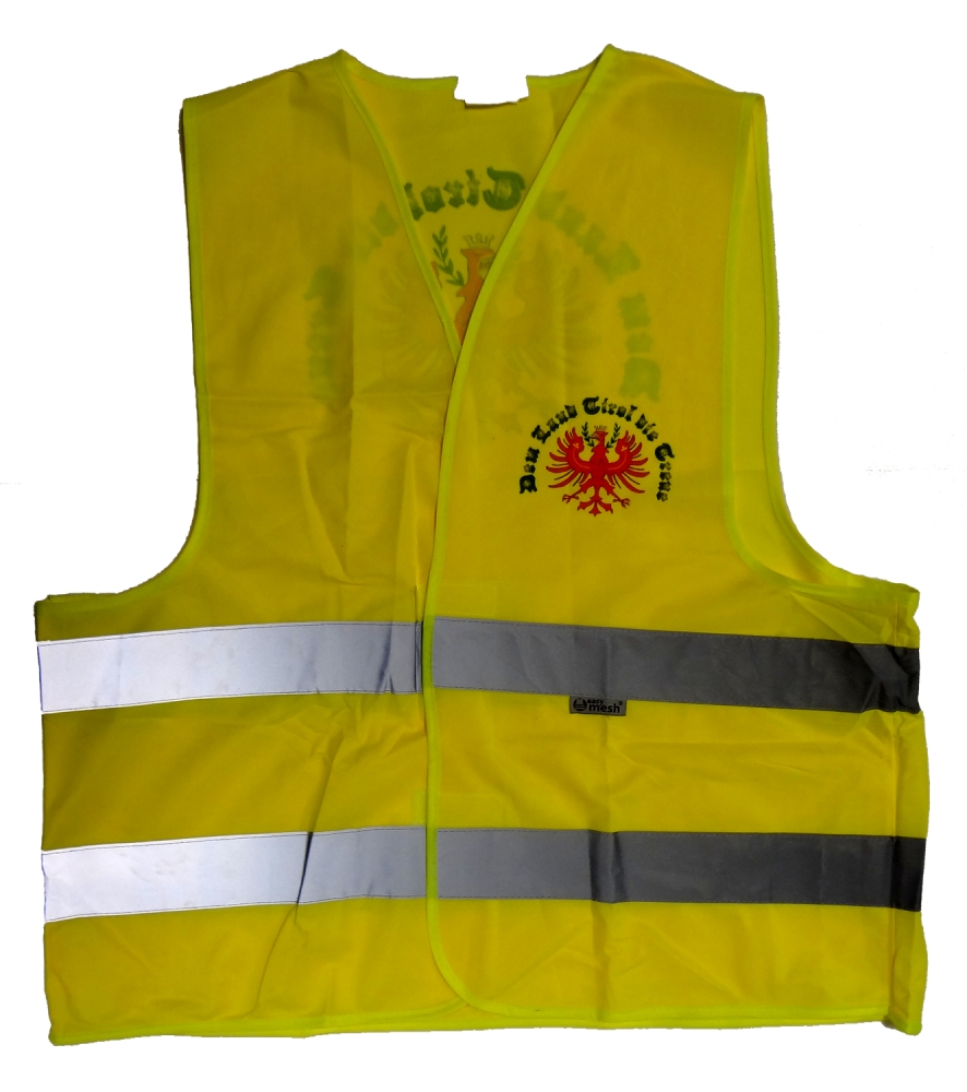 Bild 1 von Warnweste 2.0<br>Dem Land Tirol die Treue<br>vo. + hi. bedruckt !