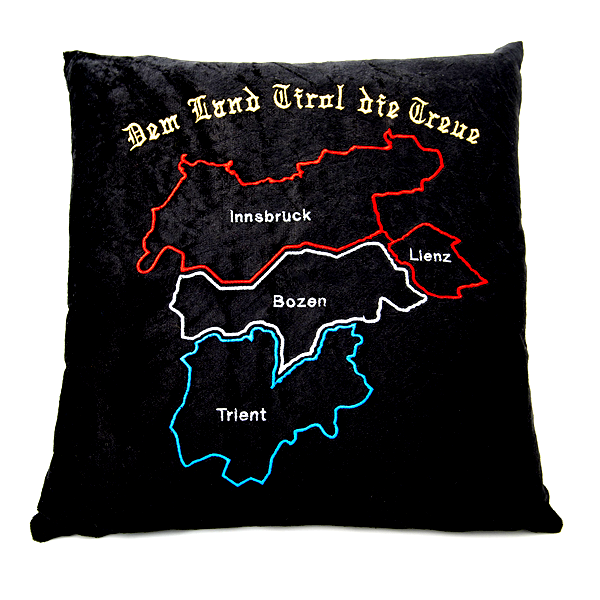 Bild 1 von Kissen<br>Dem Land Tirol die Treue<br>mit Landkarte  / (Ausführung) Ein Tirol