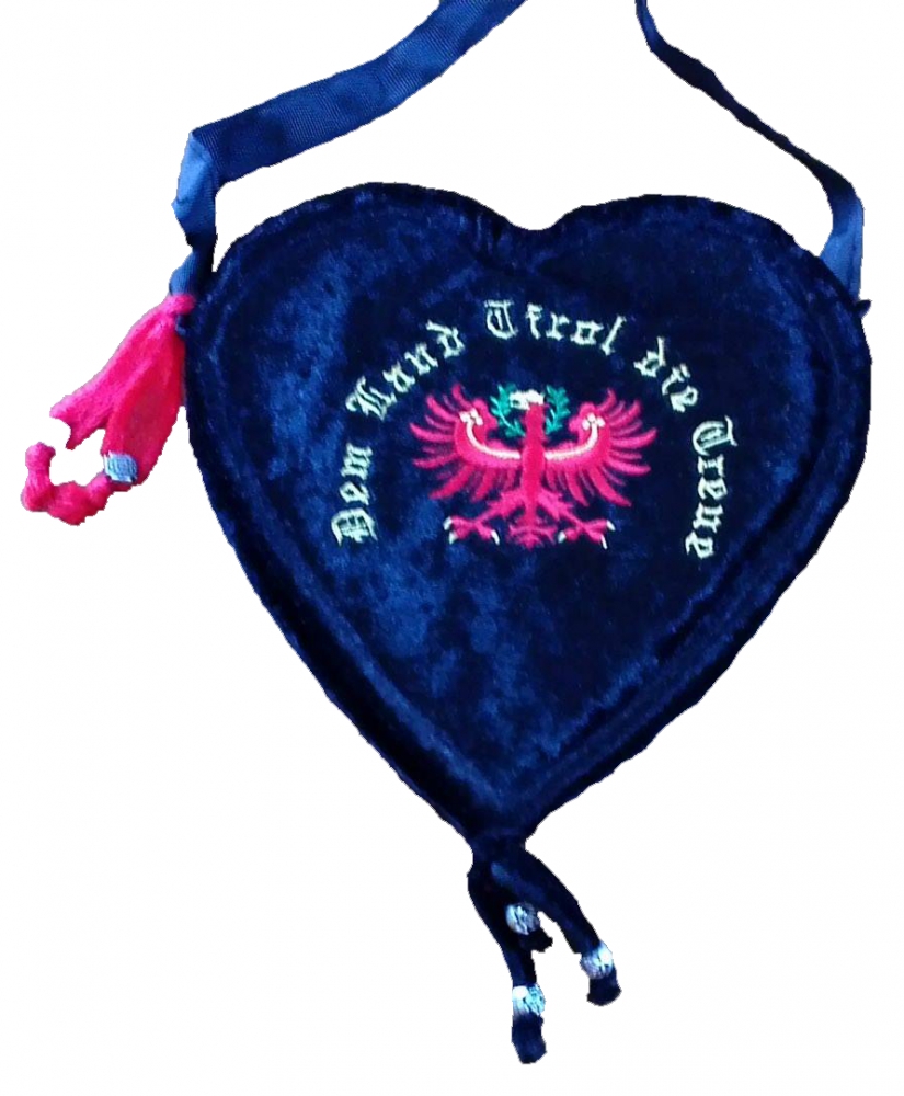 Bild 1 von Herzerltasche<br>Dem Land Tirol die Treue  / (Umrandungsfarbe) rot