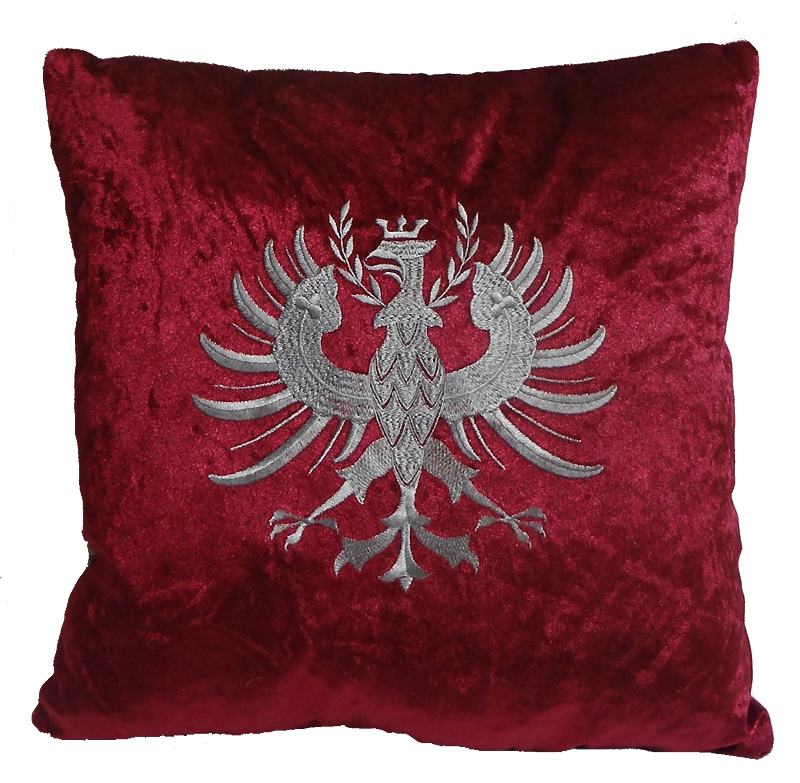 Bild 1 von Kissen - Tiroler Adler - silber  / (Farbe) bordeauxrot