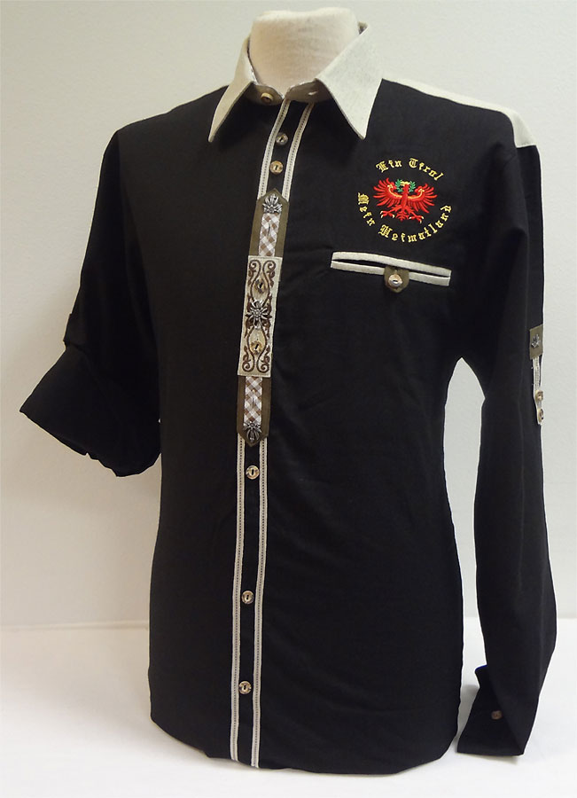 Bild 1 von Elegantes Trachtenhemd<br>langarm<br>schwarz  / (Größe) XXXXL ( + 5,- &euro; )